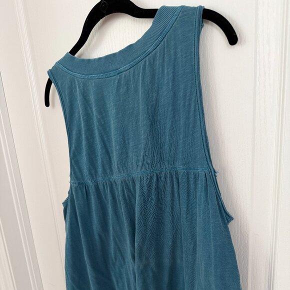 Anthropologie Daily Practice 100% Cotton V Neck Teal Blue Tank Top Size Medium - Picture 9 of 11